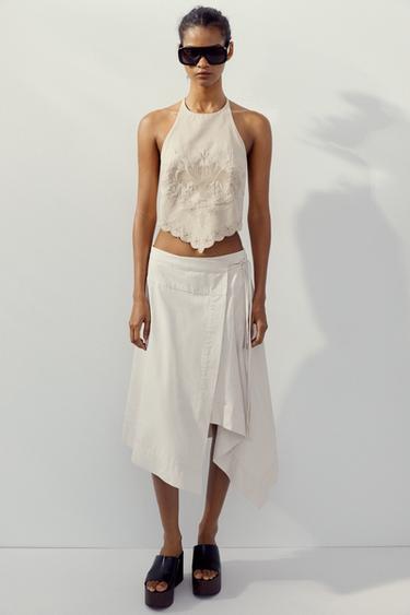 Zara WRAP SKIRT - Oyster-white