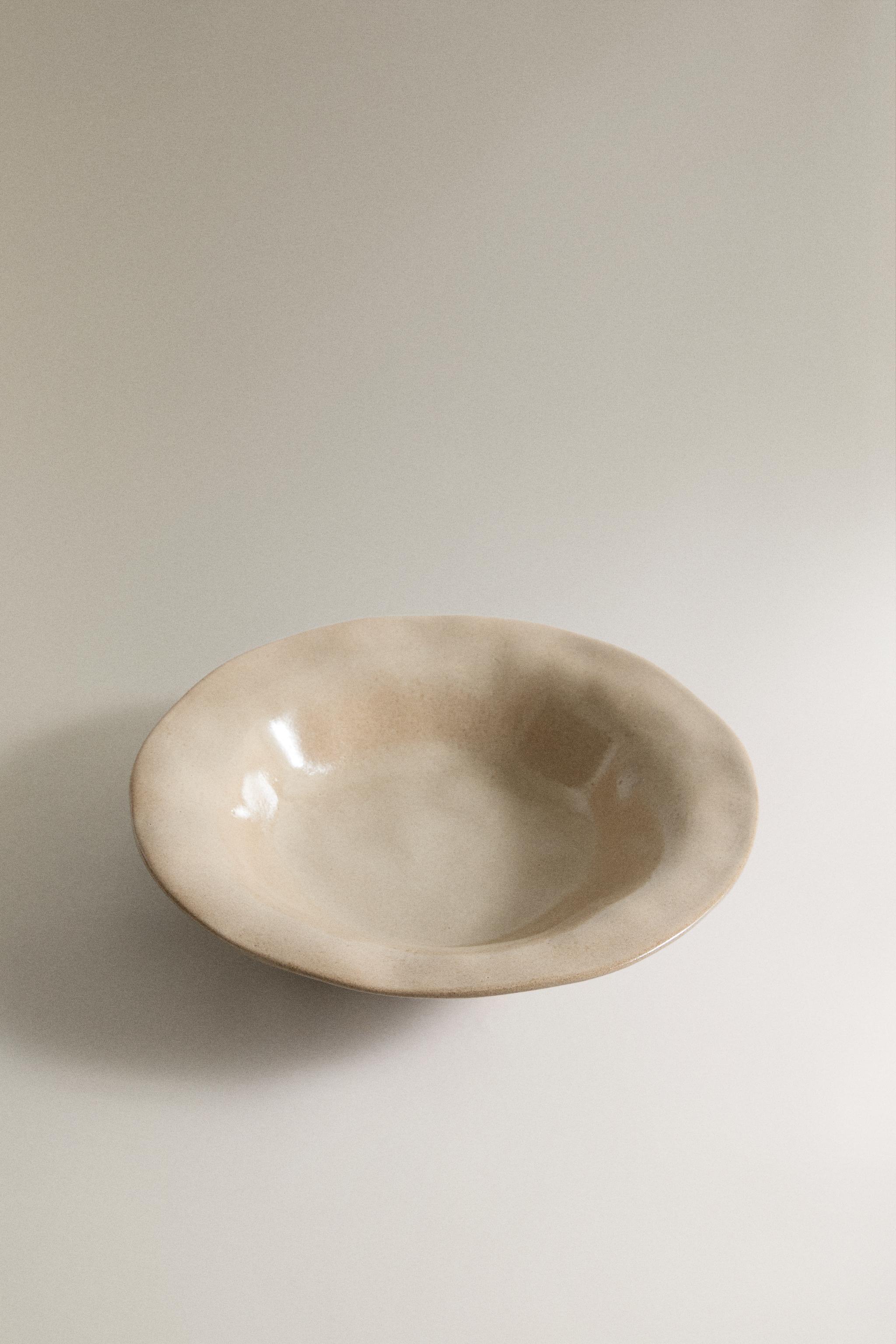 IRREGULAR STONEWARE SOUP PLATE — Taupe gray
