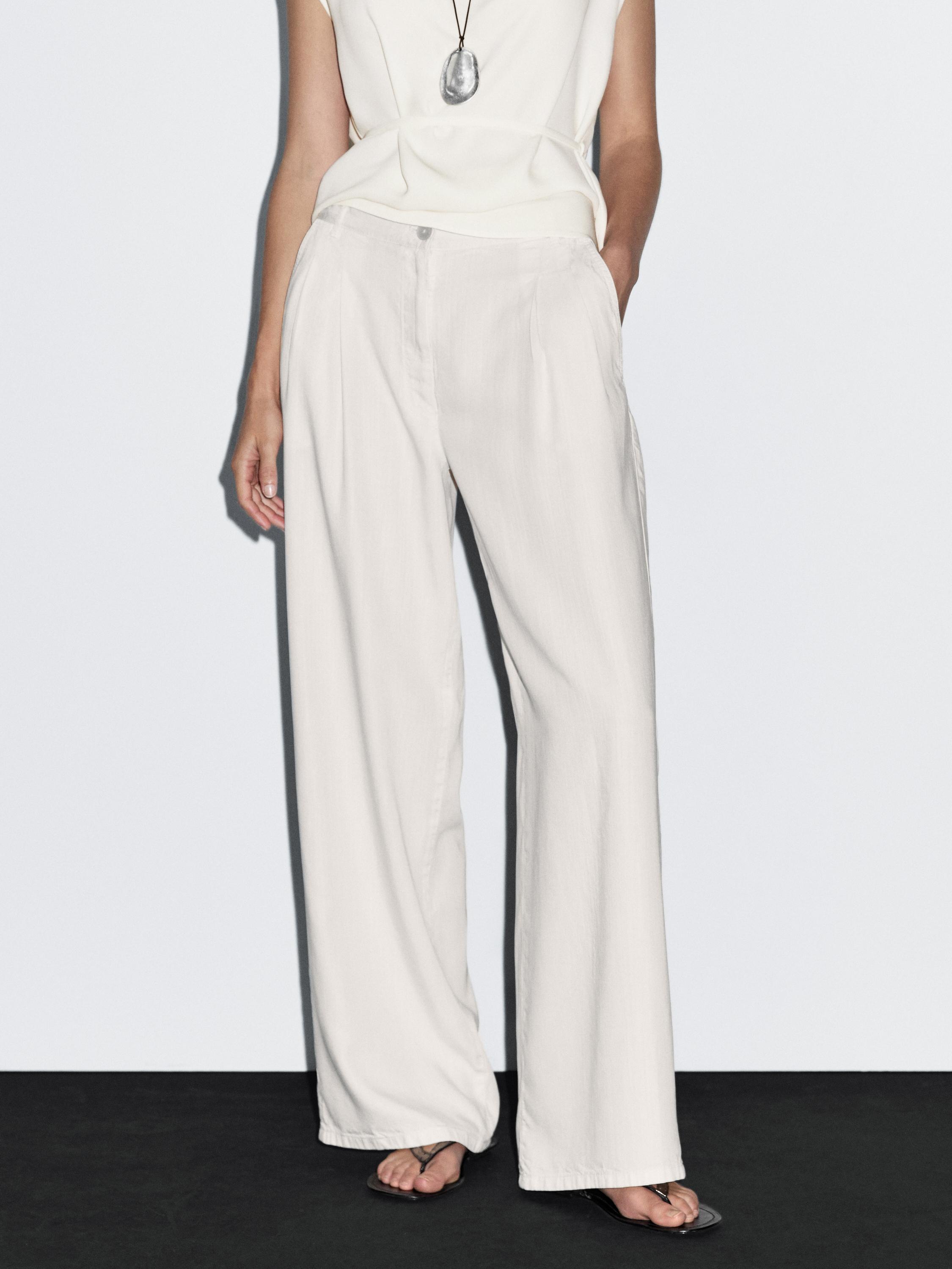 Pantalon wide leg à double pince