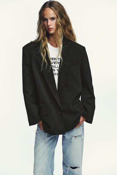 Zara OVERSIZED BASIC BLAZER - Black