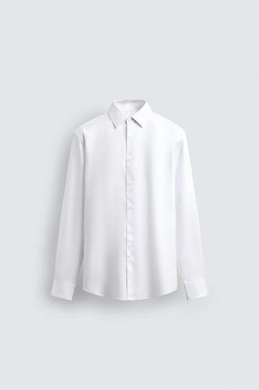 SLIM FIT TEXTURED SHIRT - White by Zara - Image 0