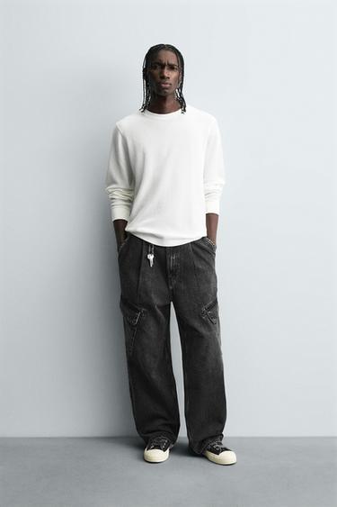 JEANS CARGO BAGGY FIT - Carbón de Zara