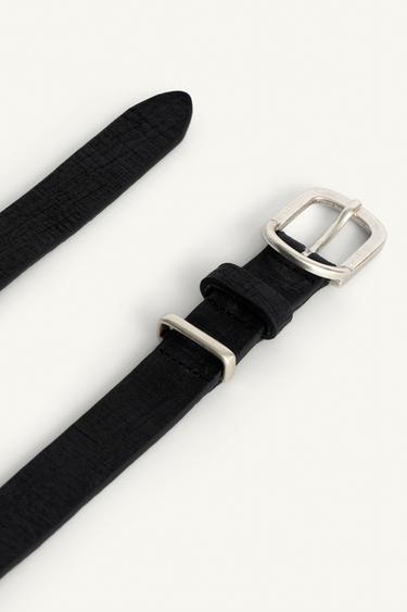 CONTRAST LEATHER BELT - Black by Zara - Image 4