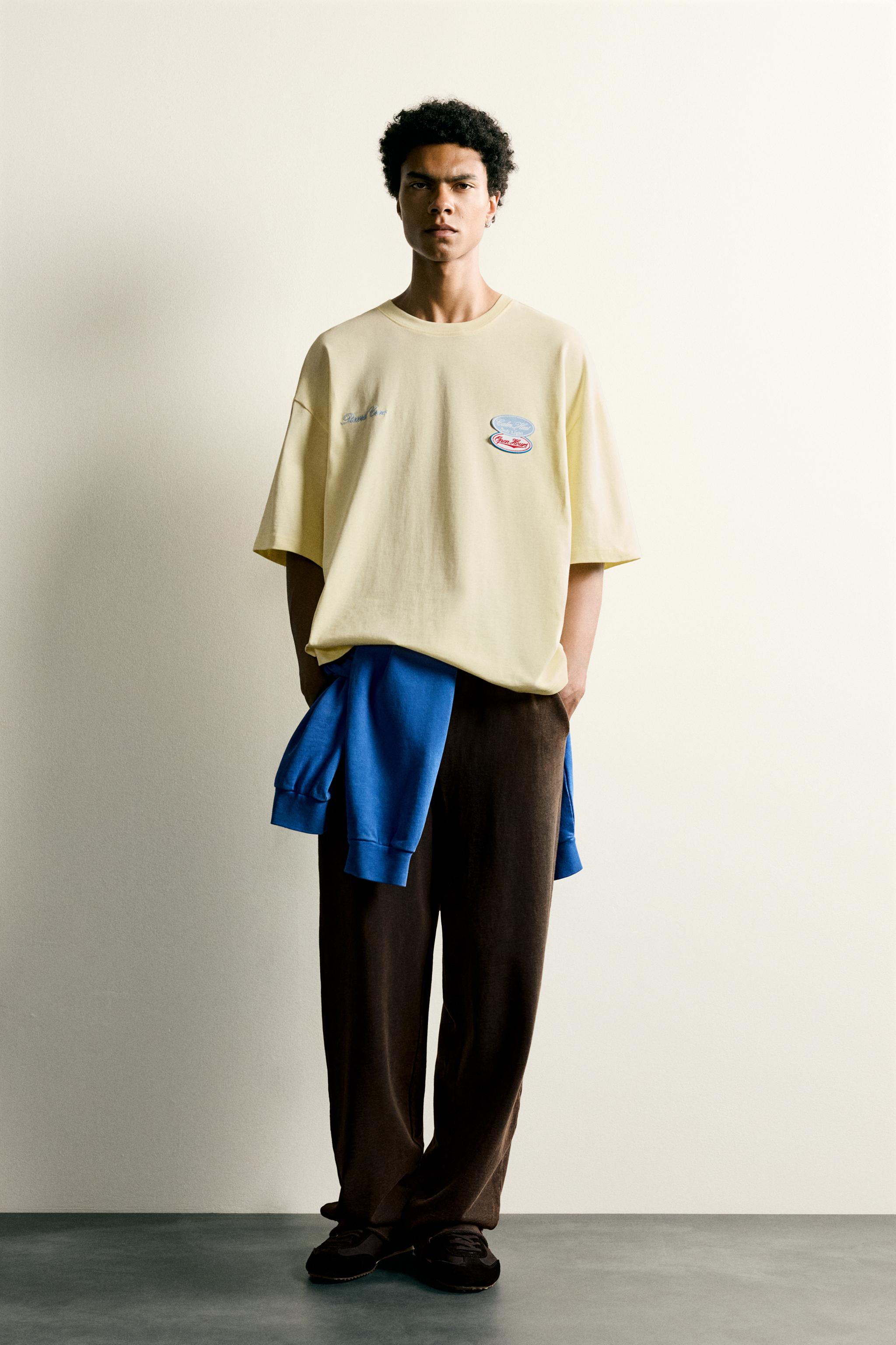 トップス MAZZ patchwork shirt RELAXED FIT PATCHWORK T-SHIRT - Light yellow | ZARA UAE - Dubai
