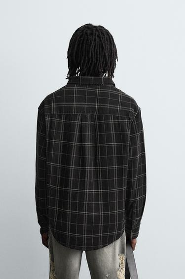 CHECK OVERSHIRT - Black by Zara - Image 2