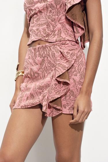 JACQUARD RUFFLE SKIRT - Pink by Zara