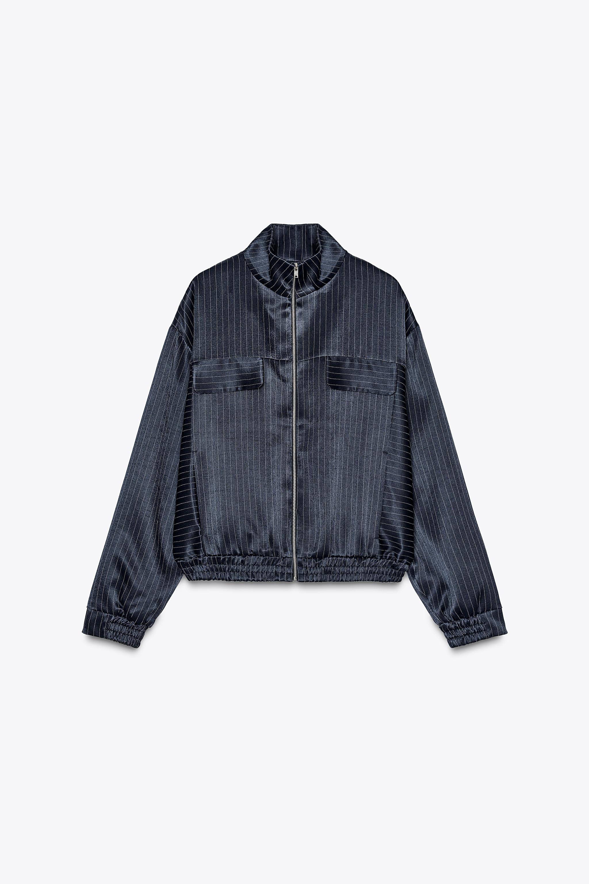 ★ZARA★ STRIPED BOMBER JACKET PINSTRIPE BOMBER JACKET - Navy blue | ZARA Australia