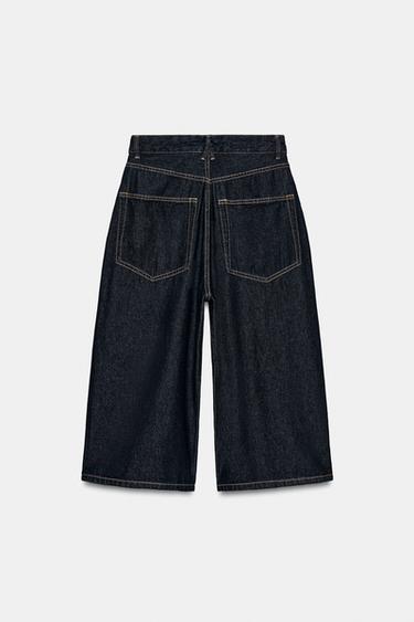 TRF BAGGY DENIM JORTS - Dark indigo by Zara