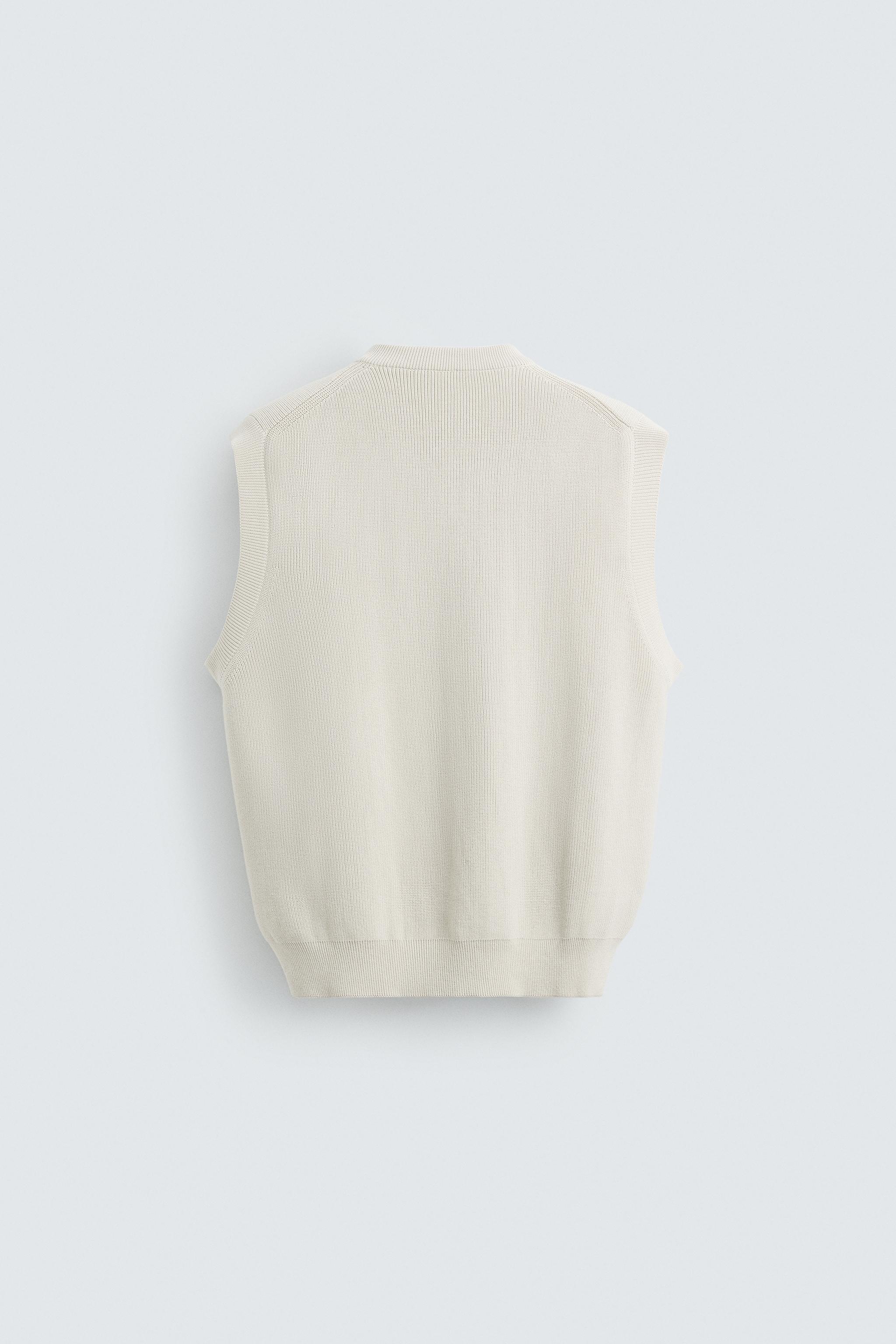 L’Appartement COTTON WOOL KNIT VEST COTTON KNIT VEST - Stone | ZARA United States