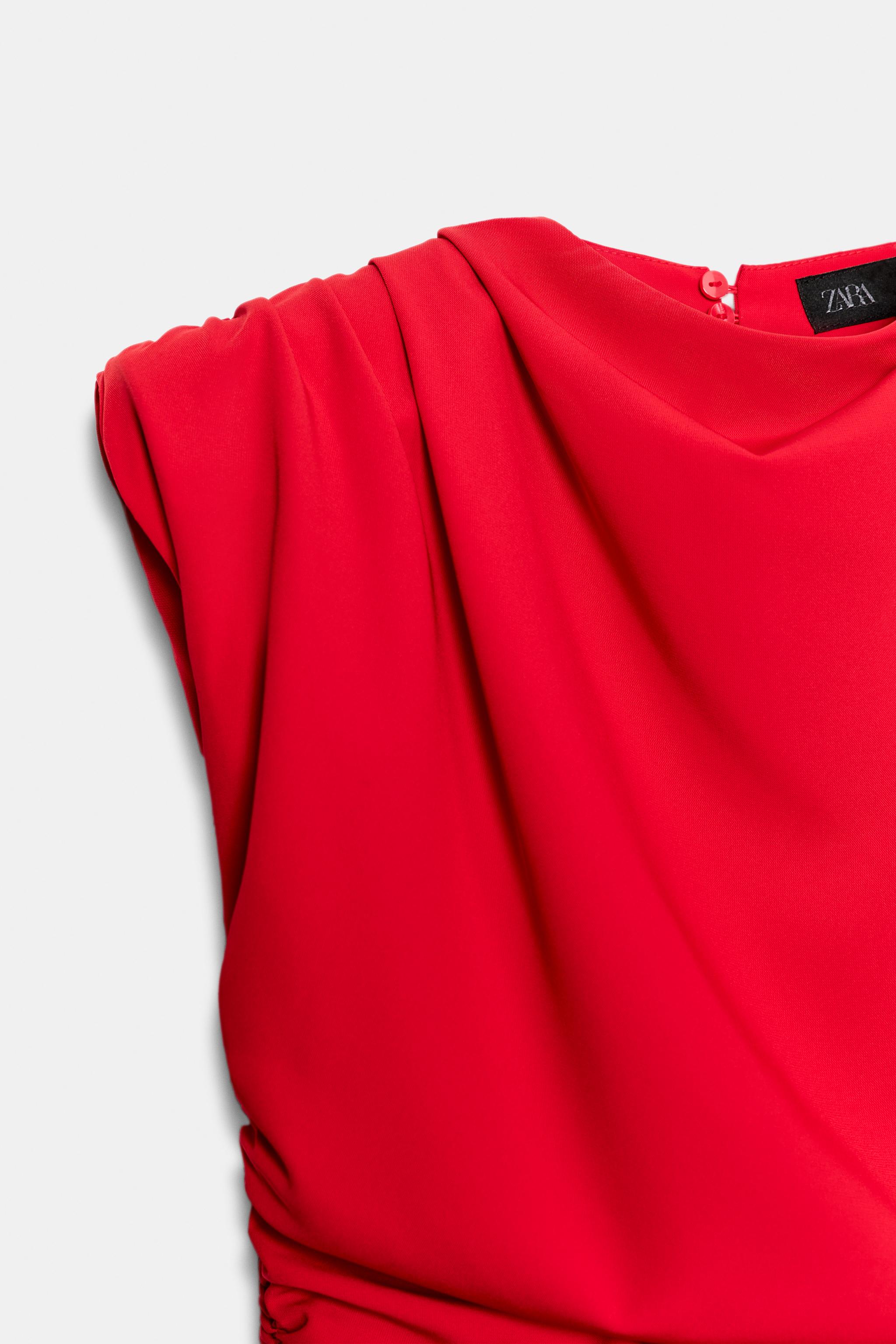 DRAPED MINI DRESS WITH SHOULDER PADS