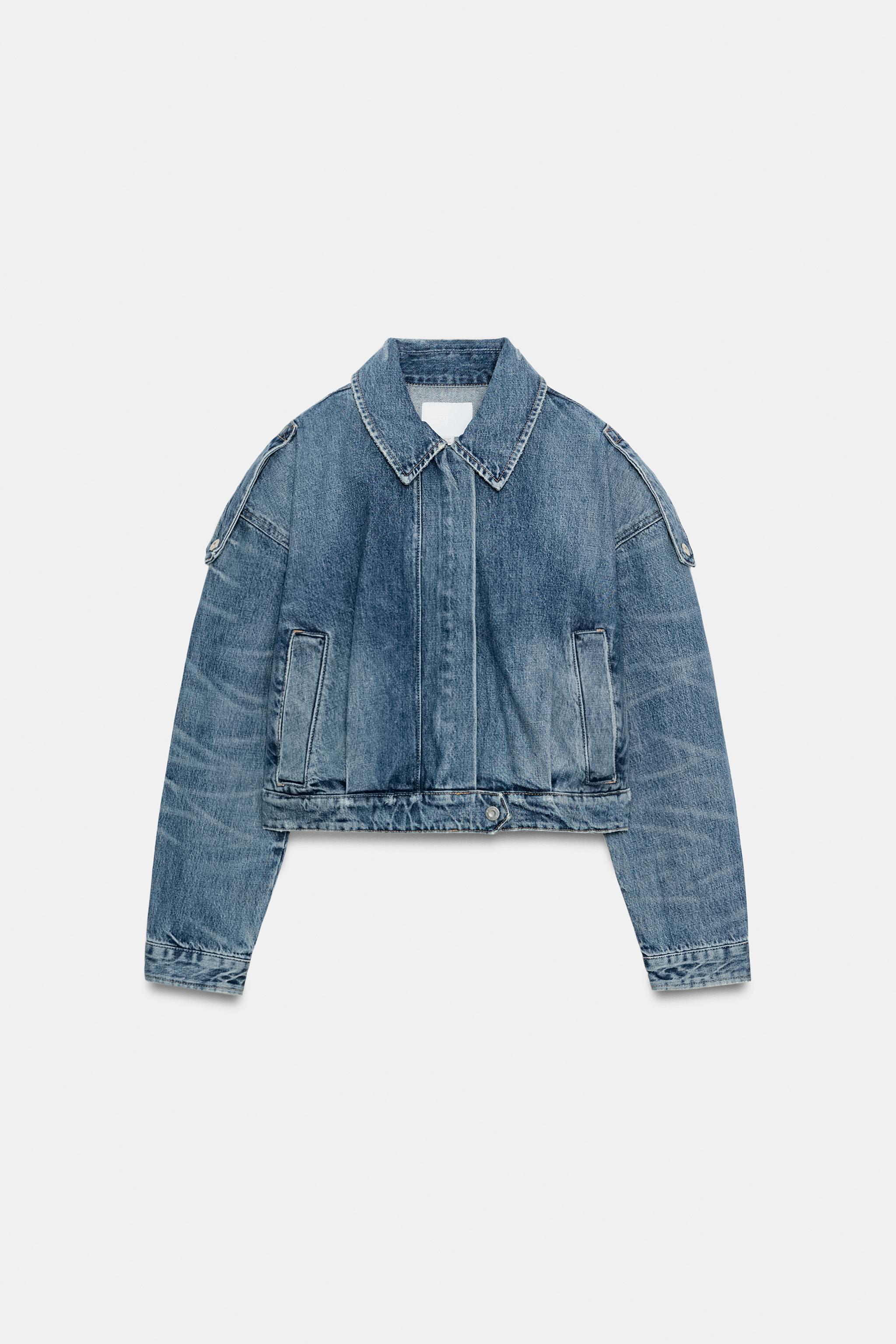 DENIM JACKET WITH SHOULDER TABS - Blue | ZARA United States
