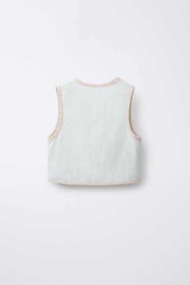 GILET FLEURS CROCHET - Bleu ciel de Zara - Image 1