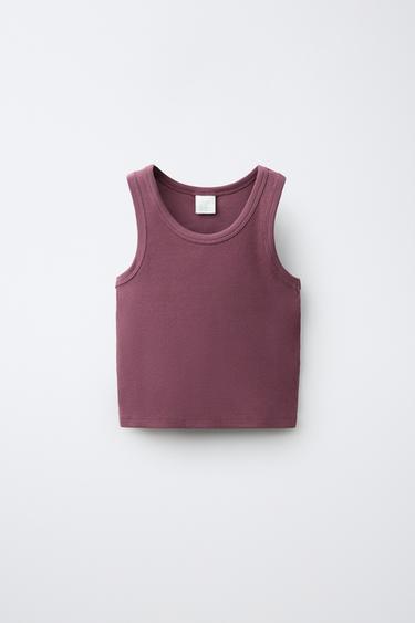 CAMISETA RIB LISA - Burgundy de Zara
