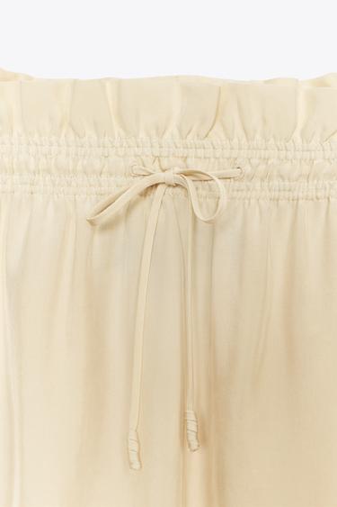 JUPE MIDI CORDONS ZW COLLECTION - Beige clair de Zara - Image 7