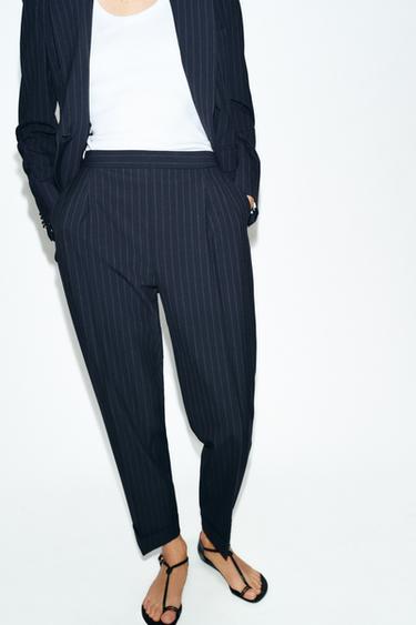PINSTRIPED TROUSERS - Navy blue by Zara