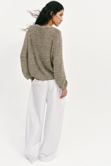 METALLIC THREAD KNIT JUMPER - Black gold by Zara - Image 5