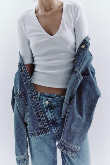 ХЛОПКОВАЯ ФУТБОЛКА С ЭФФЕКТОМ ПОТЕРТОСТИ — БЕЛЫЙ от Zara