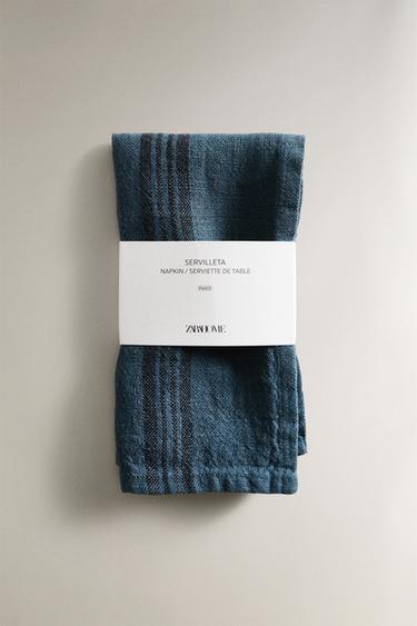 PACK OF COLOURED HEAVY-LINEN NAPKINS (PACK OF 2) - Blue by Zara - Image 4