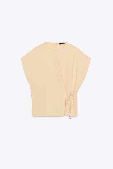 FLOWING LACE-UP TOP - Yellow by Zara - Image 7