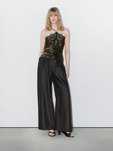 Zara Silk blend camisole top - STUDIO - Brown - Image 0