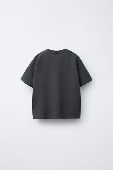 Zara PLAIN INTERLOCK T-SHIRT - Anthracite grey