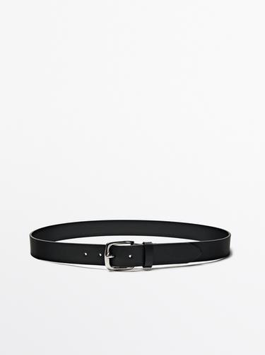 Zara Soft nappa leather belt with nickel grey buckle - Black