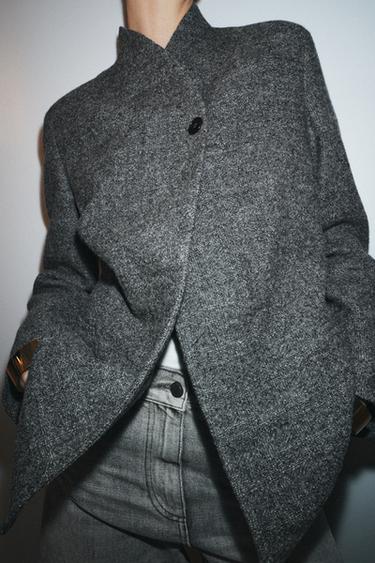 ZW COLLECTION LIMITED EDITION WOOL BLAZER WITH BUTTON - Mid-grey by Zara