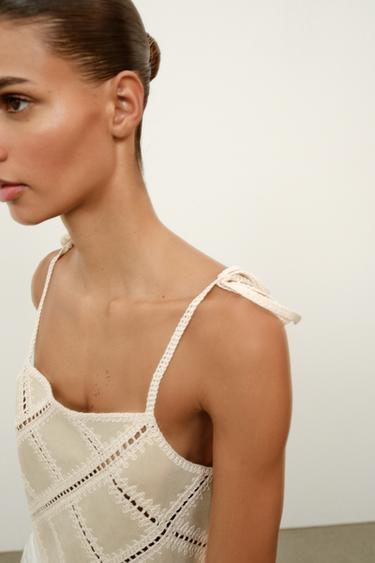 PATCHWORK STRAPPY TOP - Ecru by Zara - Image 3