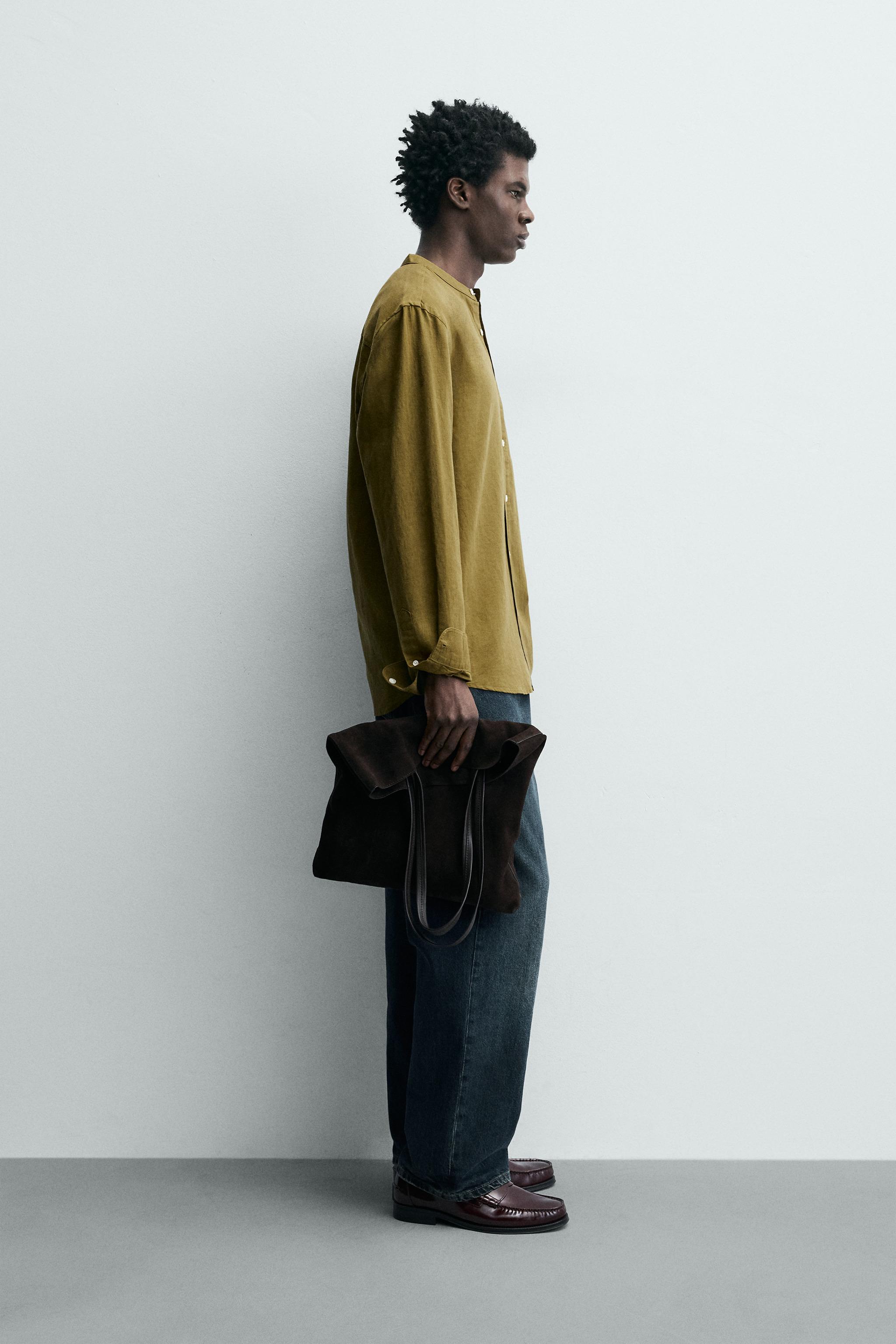 COTTON - LINEN SHIRT - Khaki | ZARA India
