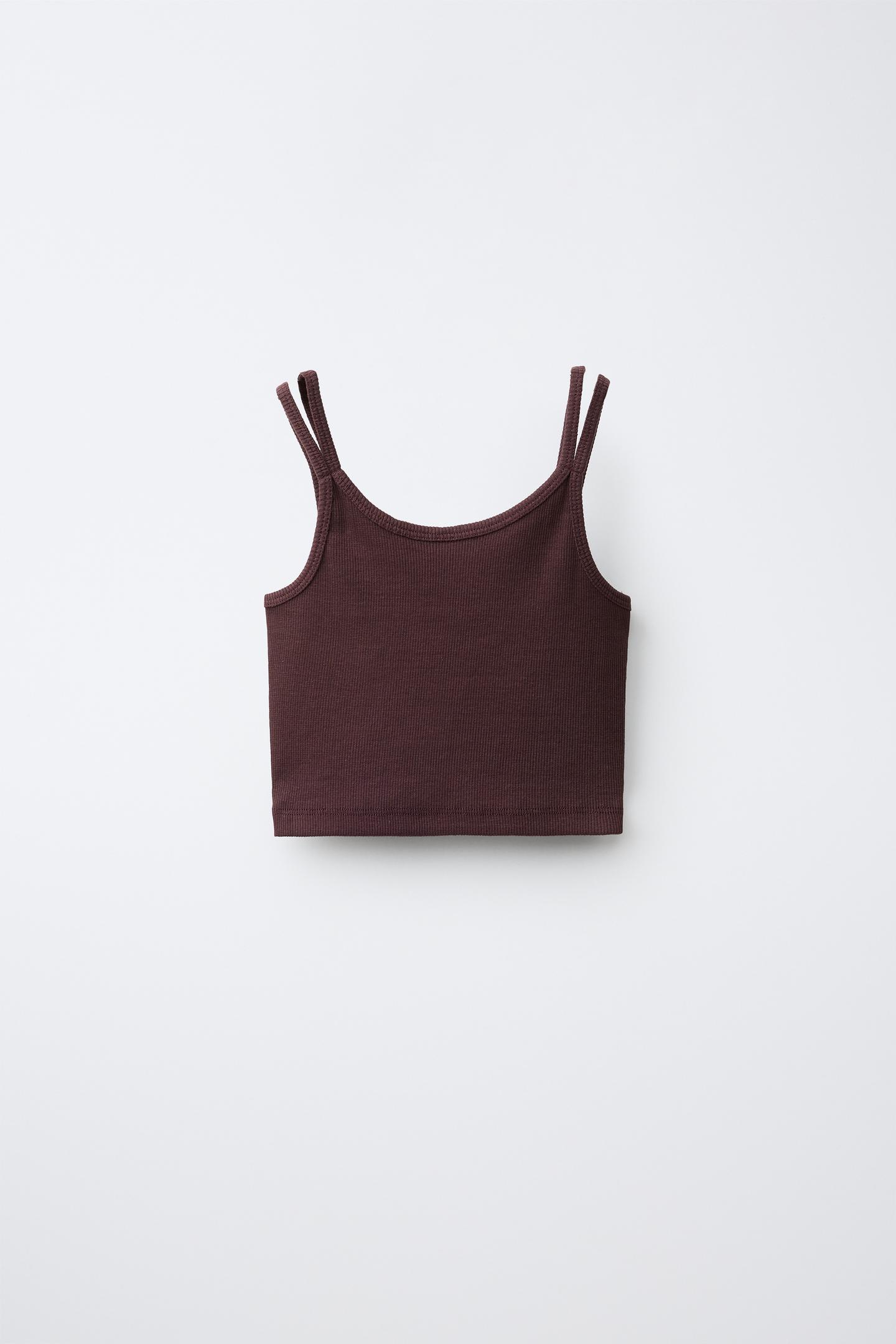 Детский комплект Zara Ribbed Top and Straight Pants Set, цвет: Коричневый — фото 3