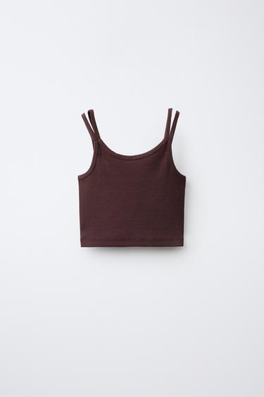ENSEMBLE CÔTELÉ TOP ET PANTALON DROIT - Marron de Zara - Image 1