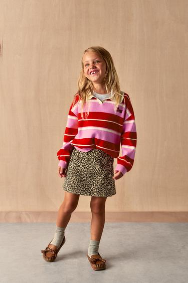 STRIPED DOG KNIT POLO SHIRT - Pink by Zara