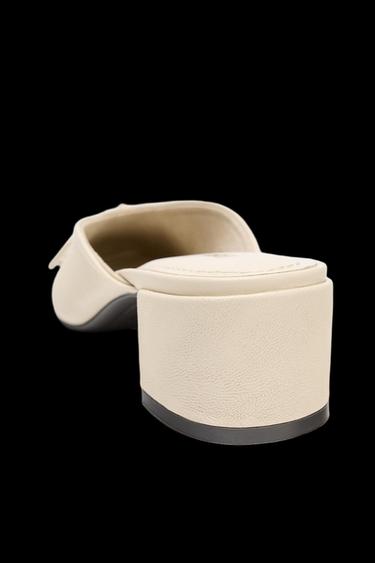 Zara LEATHER SLINGBACK BALLET FLATS WITH BOW - Off White