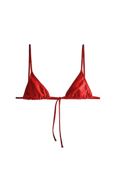 TRIANGLE BEACH BIKINI TOP - Red by Zara