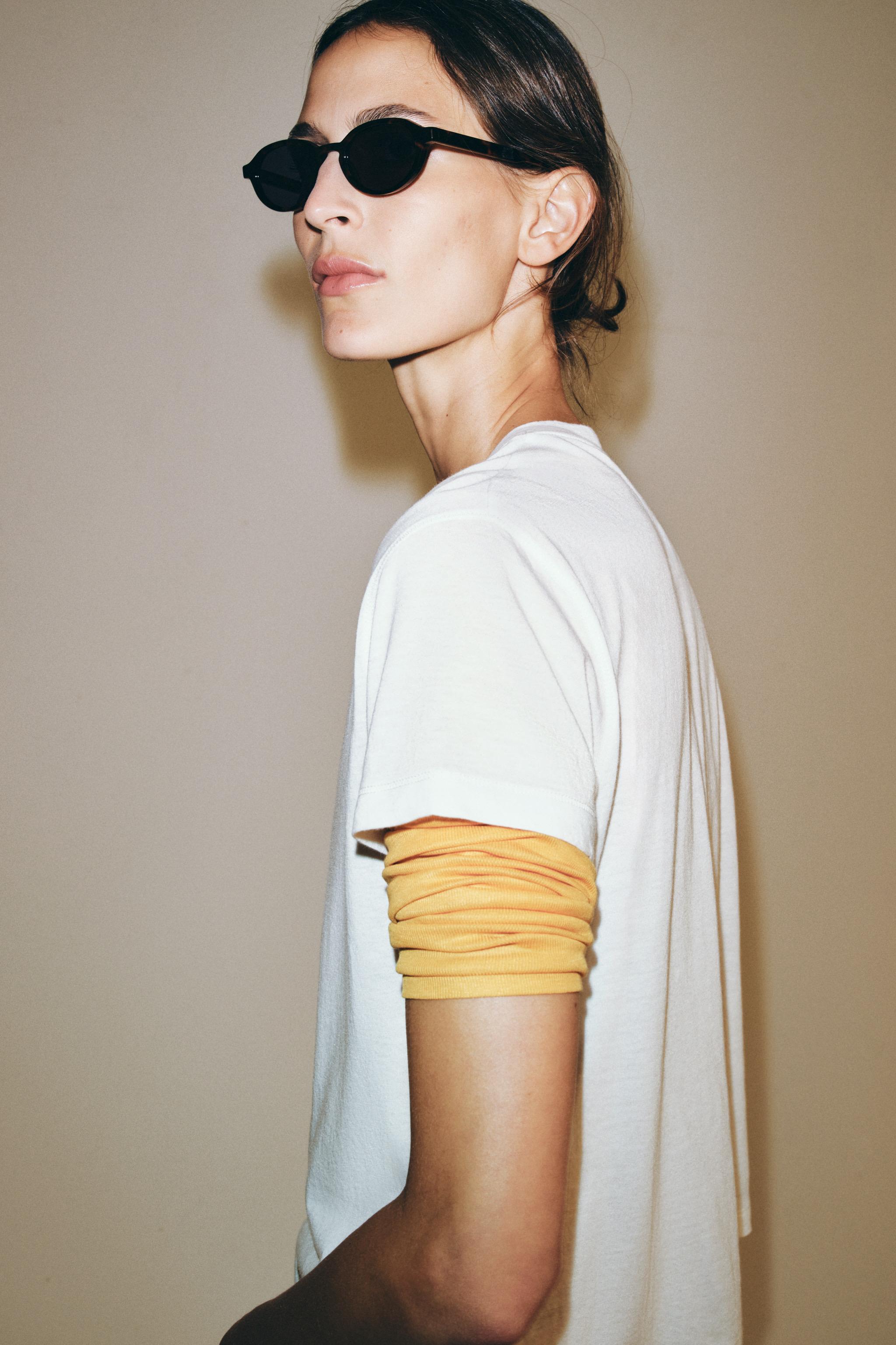 Женские футболки Zara FLUID TEXT T-SHIRT — фото 3
