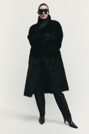 REVERSIBLE DOUBLE-FACED FAUX FUR COAT - Black by Zara