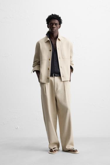 LINEN/COTTON OVERSHIRT - Light beige by Zara