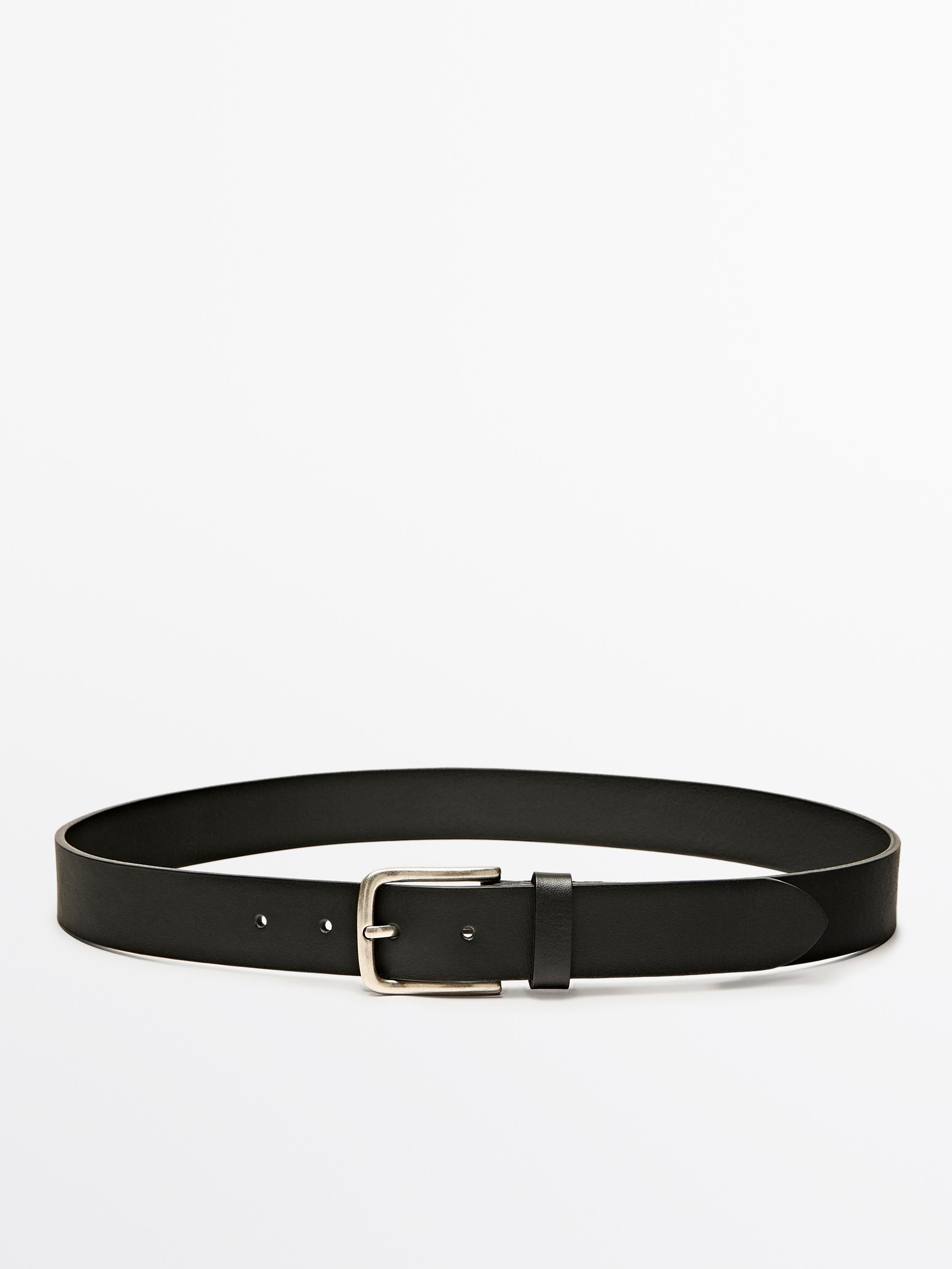 Ceinture en cuir nappa souple Noir ZARA Canada