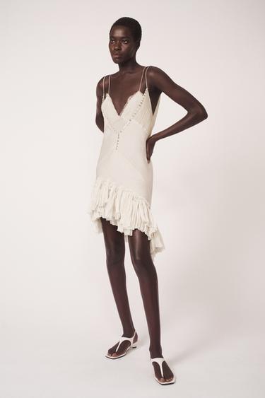 ROBE ASYMÉTRIQUE À VOLANTS - THE ITEM - Écru de Zara - Image 4