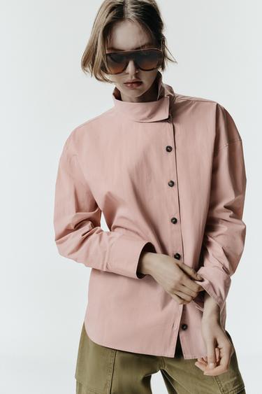 CAMISA CRUZADA BOTONES - Rosa palo de Zara - Imagen 0