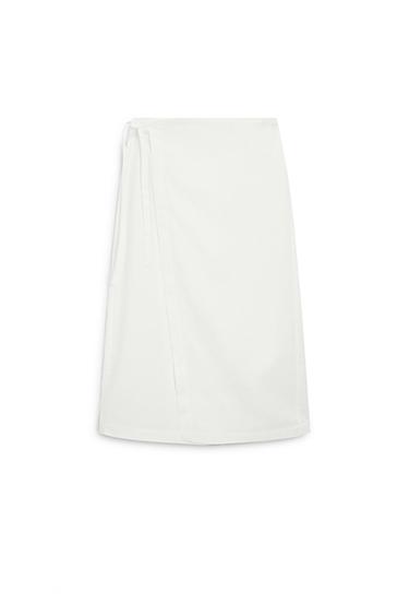 Jupe portefeuille 100 % coton - STUDIO - Écru de Zara