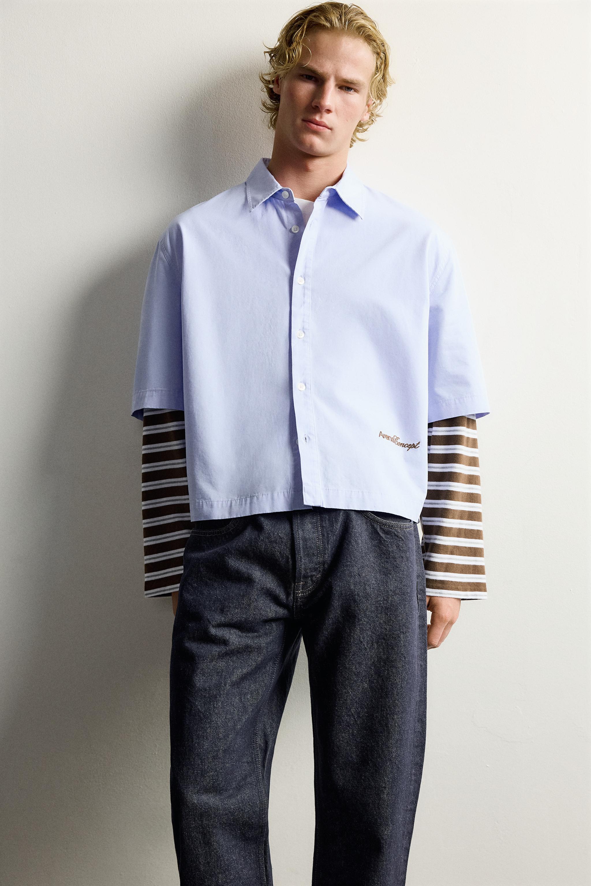 CHEMISE MANCHES EFFET SUPERPOSITION RAYURES