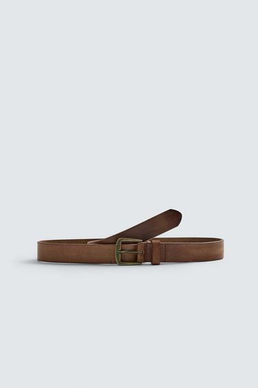 Zara VINTAGE EFFECT LEATHER BELT - Leather