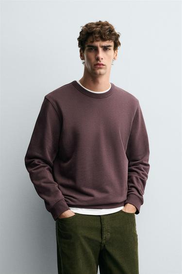 BASIC CREW NECK SWEATSHIRT - Reddish by Zara