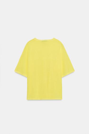 TOP EN MAILLE FINE À MANCHES COURTES - Jaune de Zara - Image 8