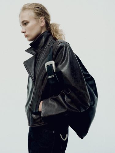Zara Nappa leather biker jacket - Brown