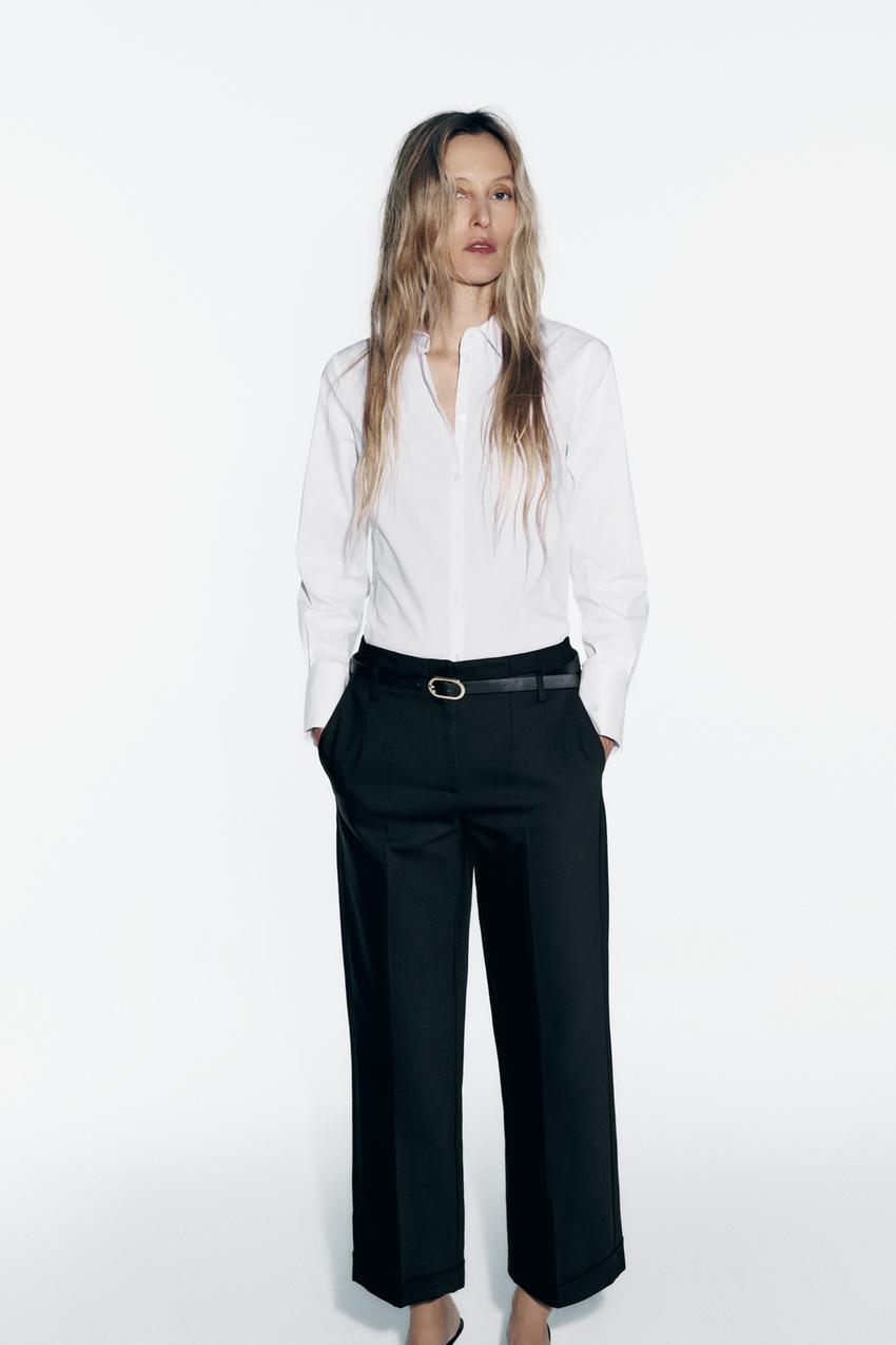 Zara BELTED FULL-LENGTH PANTS