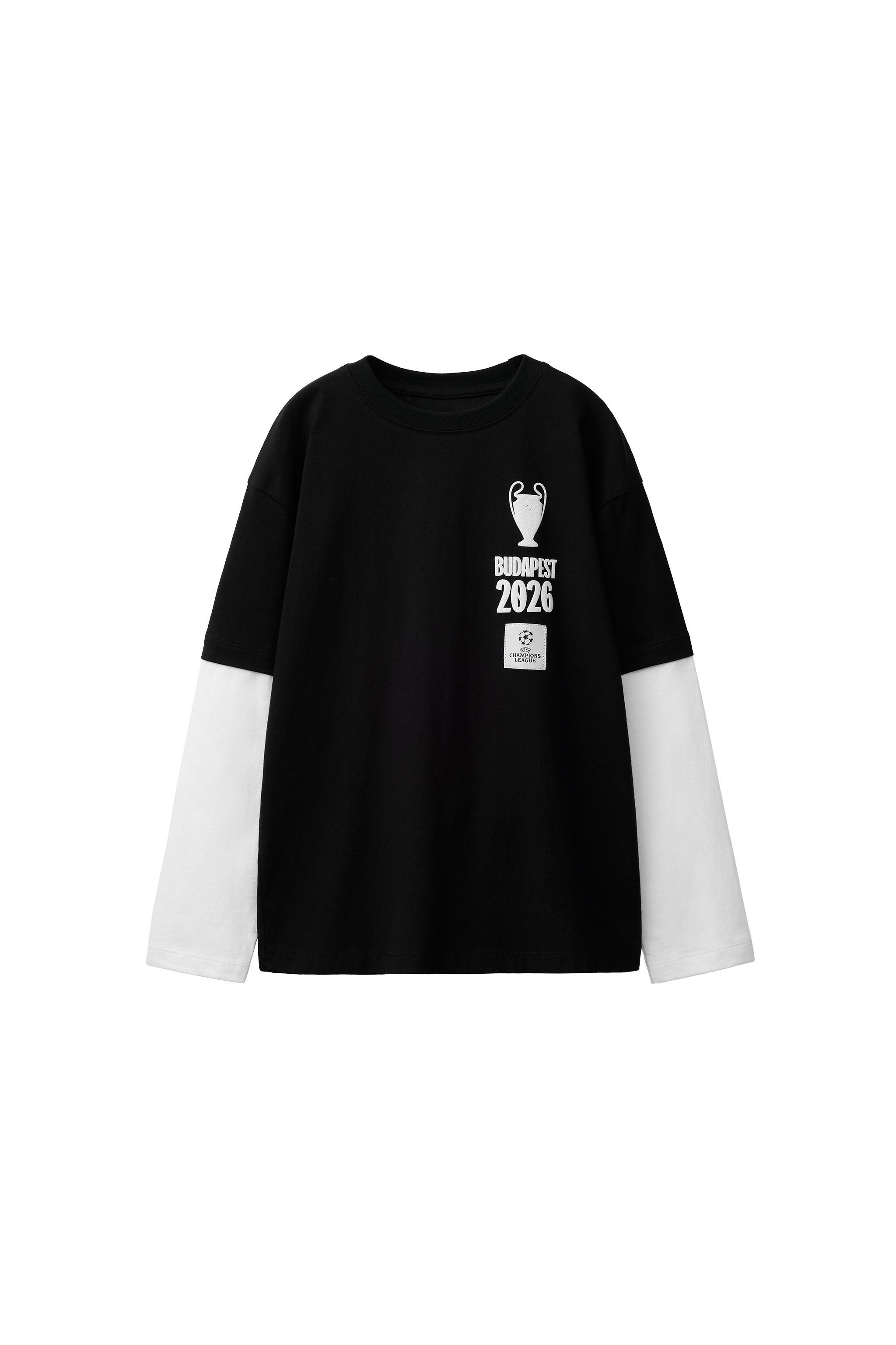DOUBLE-SLEEVE UEFA CHAMPIONS LEAGUE T-SHIRT - Black | ZARA South