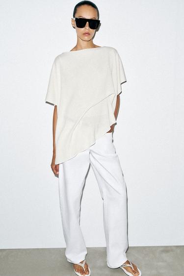Zara DRAPED CAPE TOP - Ecru