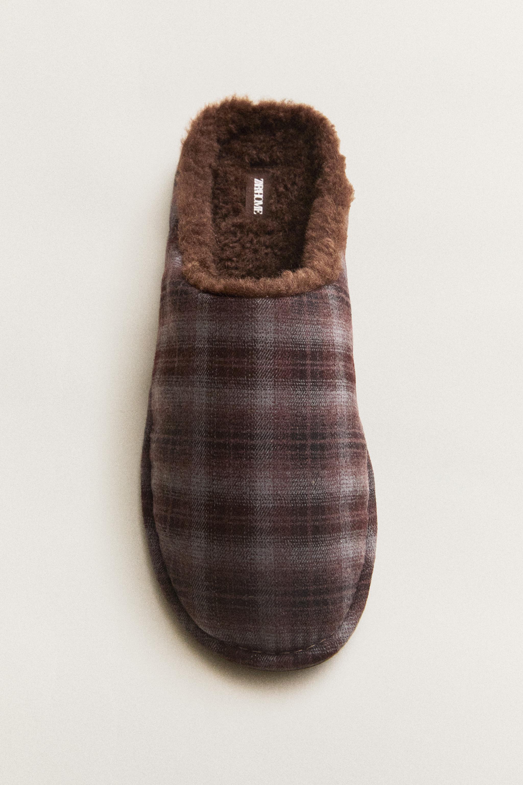 WARM CHECK MULE SLIPPERS